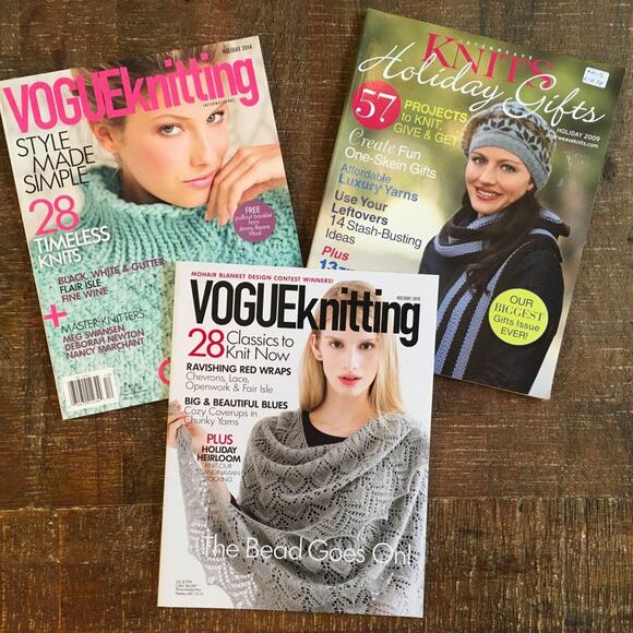 Vogue Knitting Interweave Knits Holiday Winter Patterns Knitting Blanket Hat - Picture 1 of 5